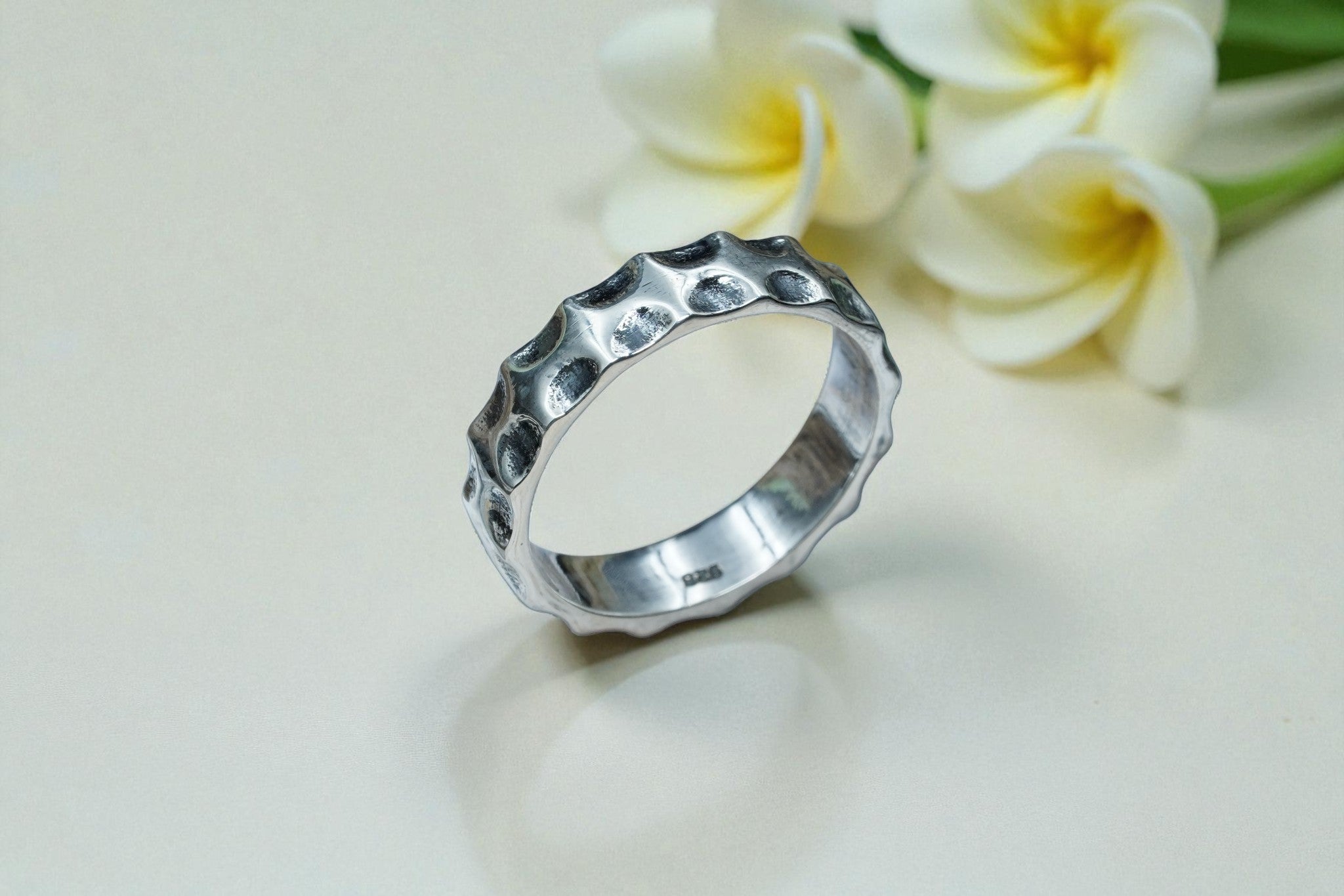 Dome Dot Texture 925 sterling silver Ring Band RG-OX-SL-019