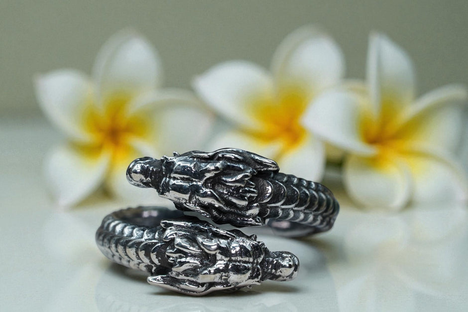 925 sterling silver ring double dragon RG-OX-SL-020