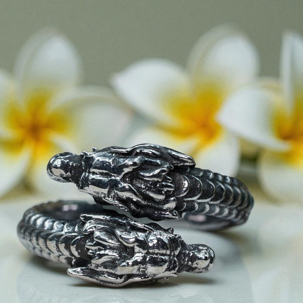 925 sterling silver ring double dragon RG-OX-SL-020