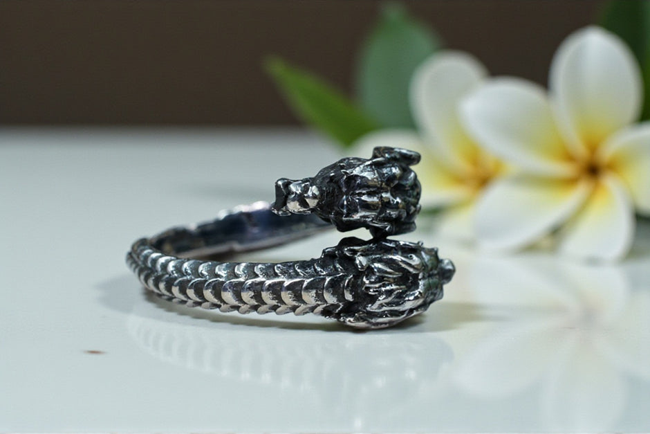 925 sterling silver ring double dragon RG-OX-SL-020