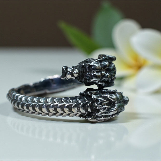 925 sterling silver ring double dragon RG-OX-SL-020
