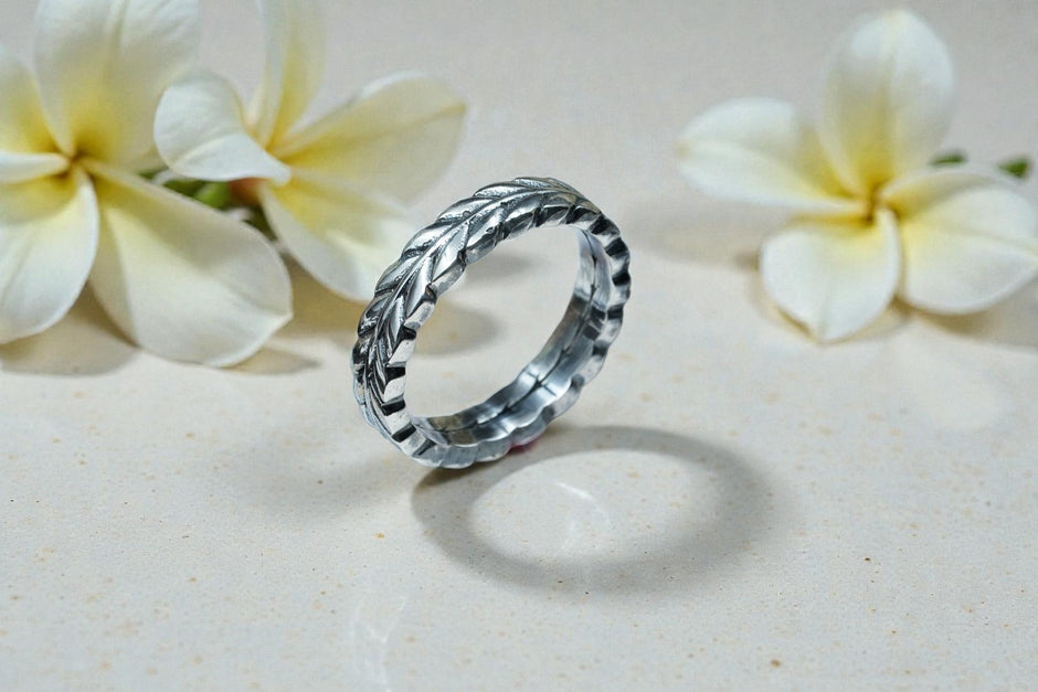 Forever Minimalist Wheat Motif 925 Sterling Silver Ring Band RG-OX-SL-021