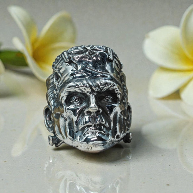 925 sterling silver warrior face ring RG-OX-SL-026