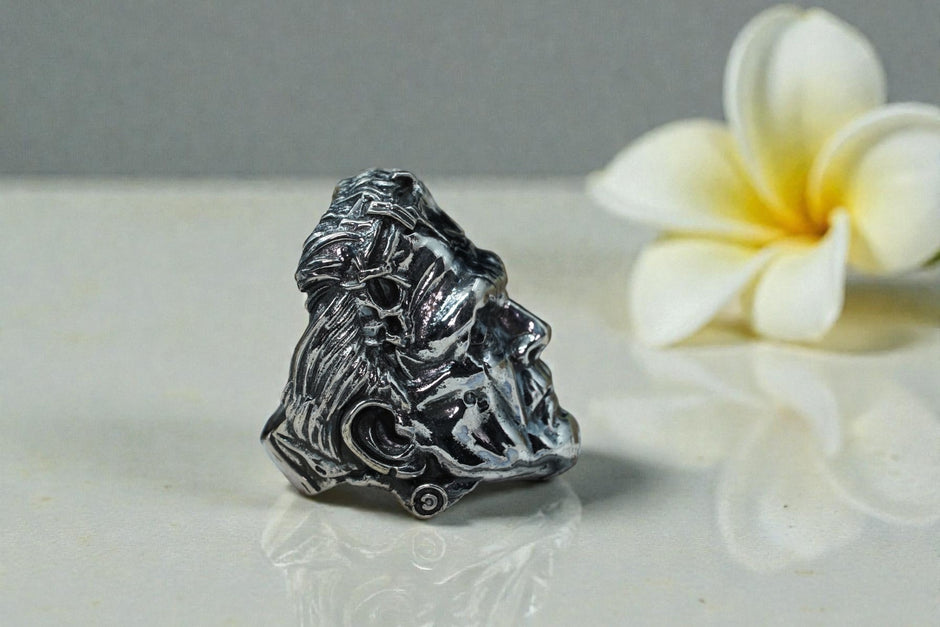 925 sterling silver warrior face ring RG-OX-SL-026