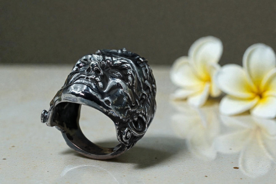 925 sterling silver warrior face ring RG-OX-SL-026