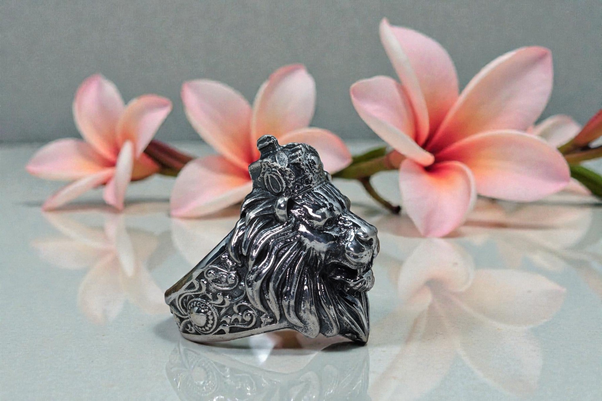 925 sterling silver lion face ring RG-OX-SL-033
