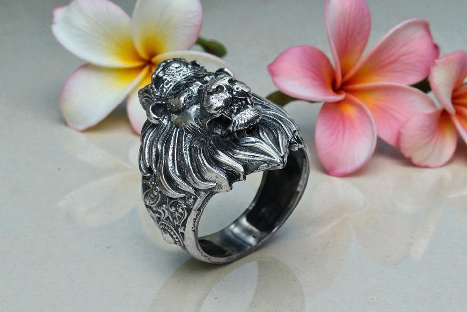 925 sterling silver lion face ring RG-OX-SL-033
