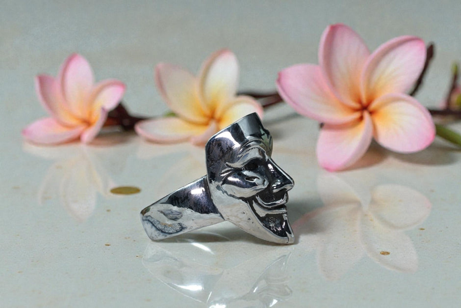 925 sterling silver tribal face ring RG-OX-SL-036