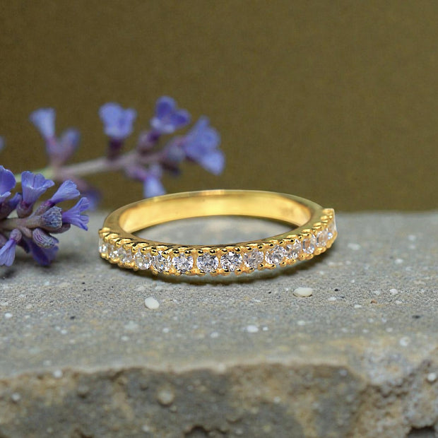Moissanite  Eternity Half Band Ring Golden 2