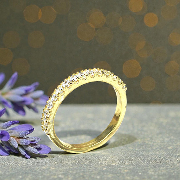 Moissanite  Eternity Half Band Ring Golden 2