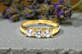 Moissanite  Tri Diamond Ring Gold 3