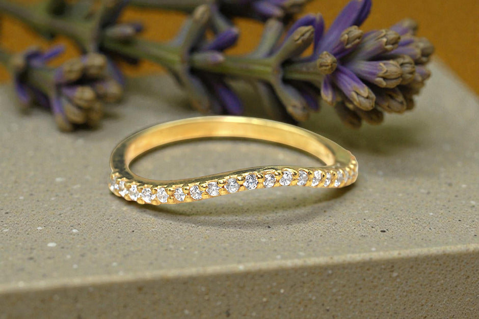 Moissanite Diamond Eternity Band Ring Gold 4
