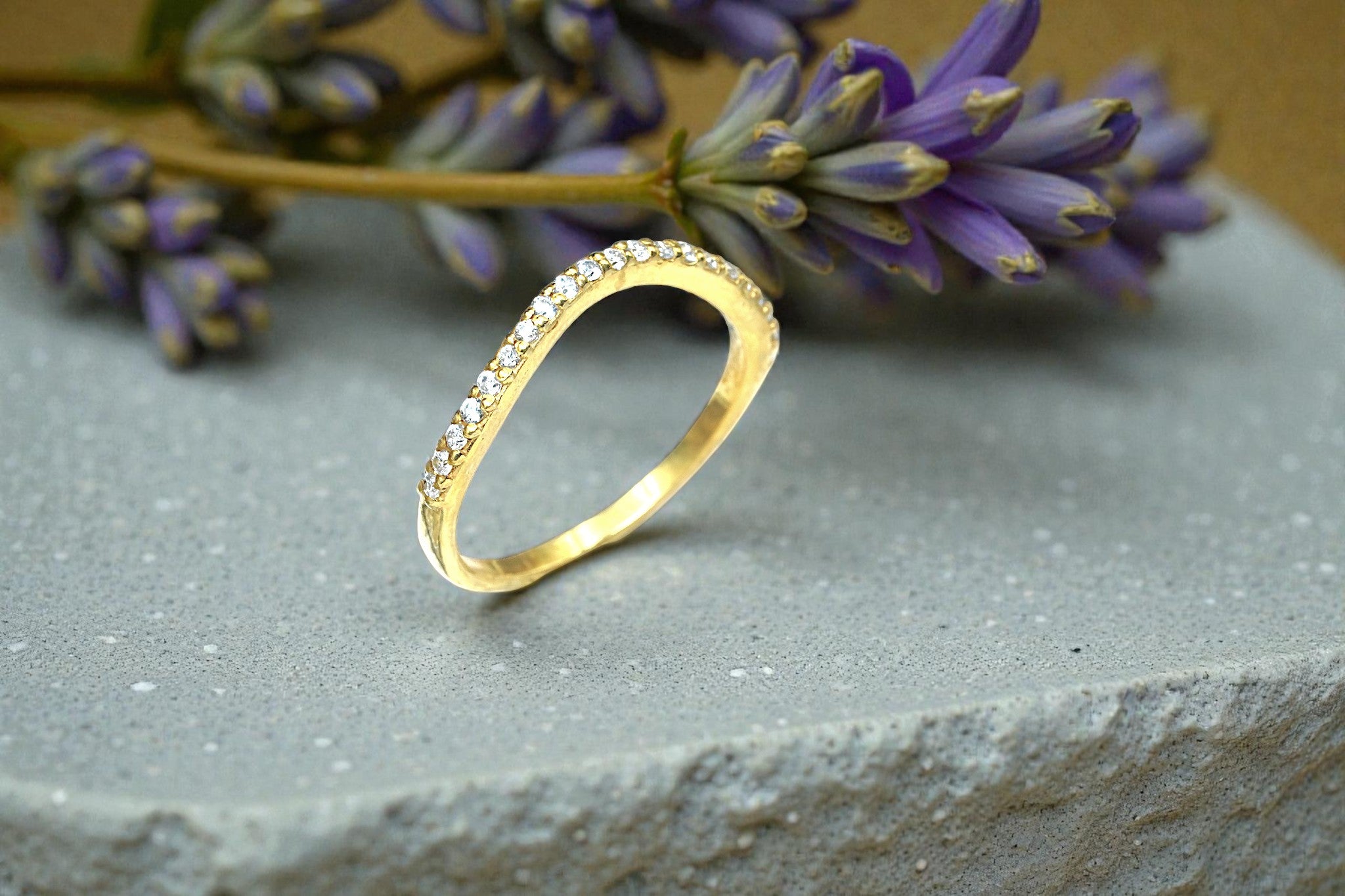 Moissanite Diamond Eternity Band Ring Gold 4