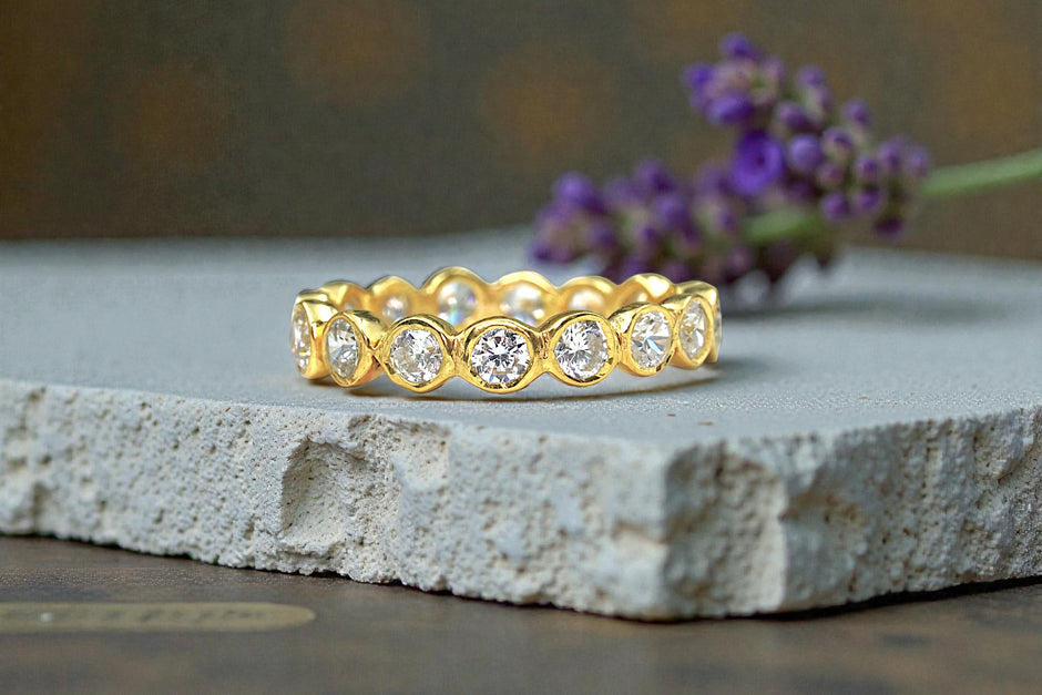 Moissanite Diamond Eternity Band Ring Gold 6