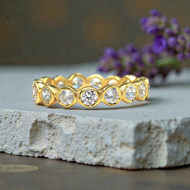 Moissanite Diamond Eternity Band Ring Gold 6