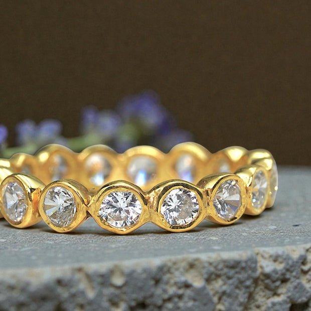 Moissanite Diamond Eternity Band Ring Gold 6