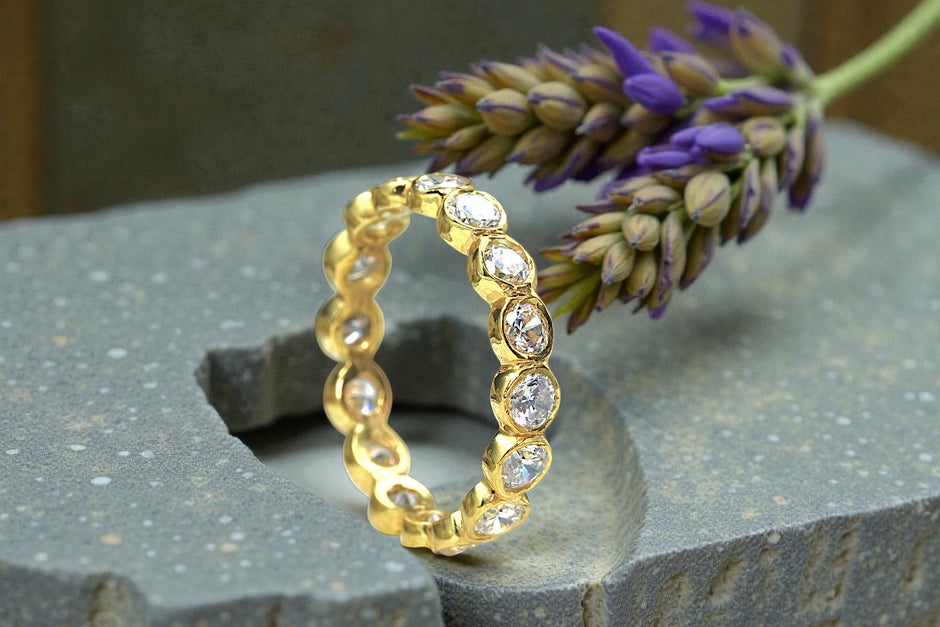 Moissanite Diamond Eternity Band Ring Gold 6