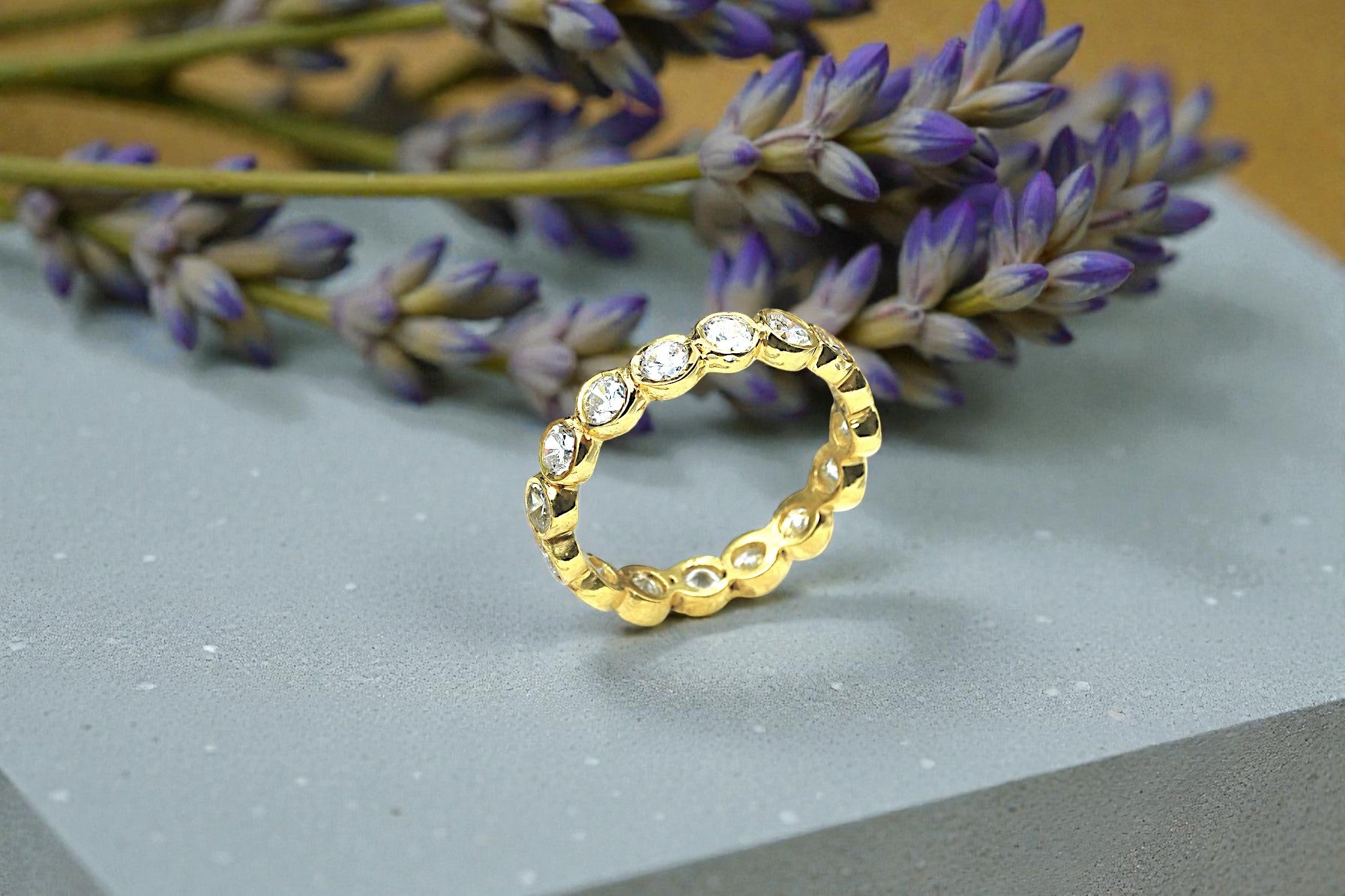 Moissanite Diamond Eternity Band Ring Gold 6