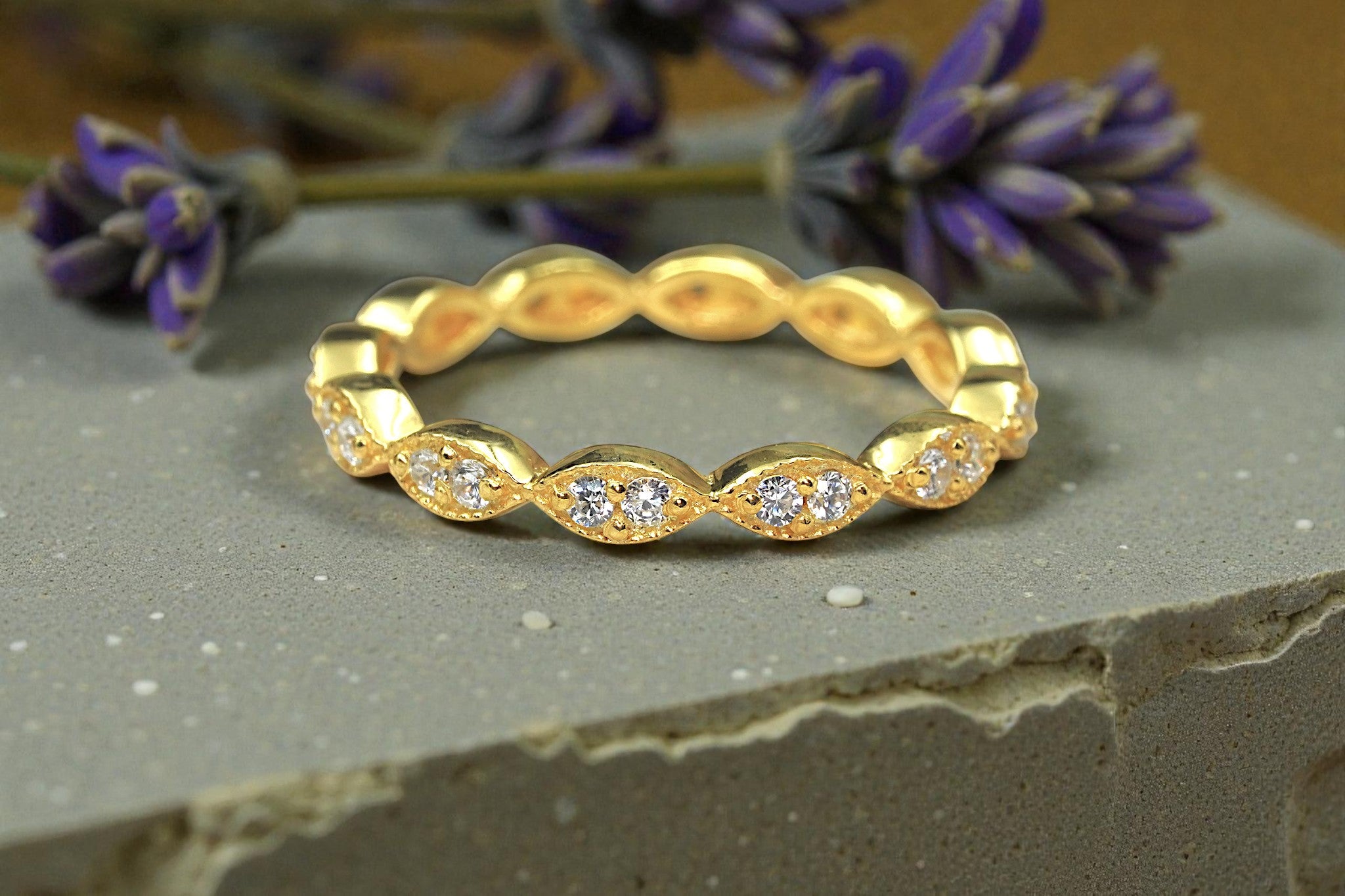 Moissanite Diamond Eternity Band Ring Gold 7