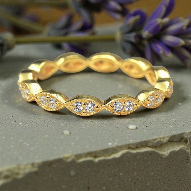 Moissanite Diamond Eternity Band Ring Gold 7