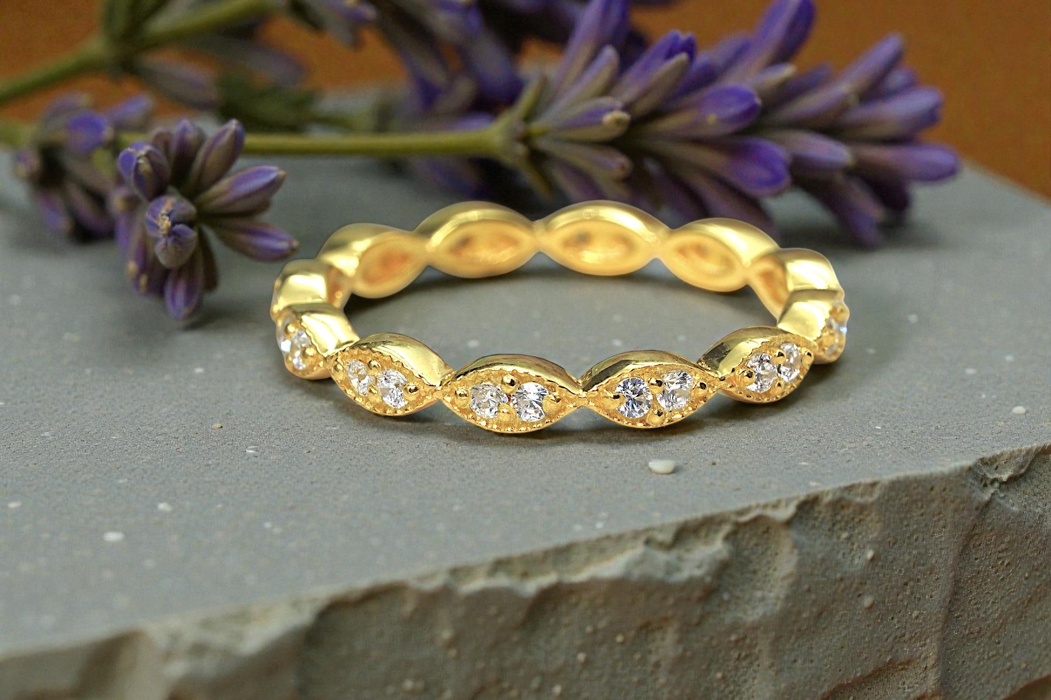 Moissanite Diamond Eternity Band Ring Gold 7