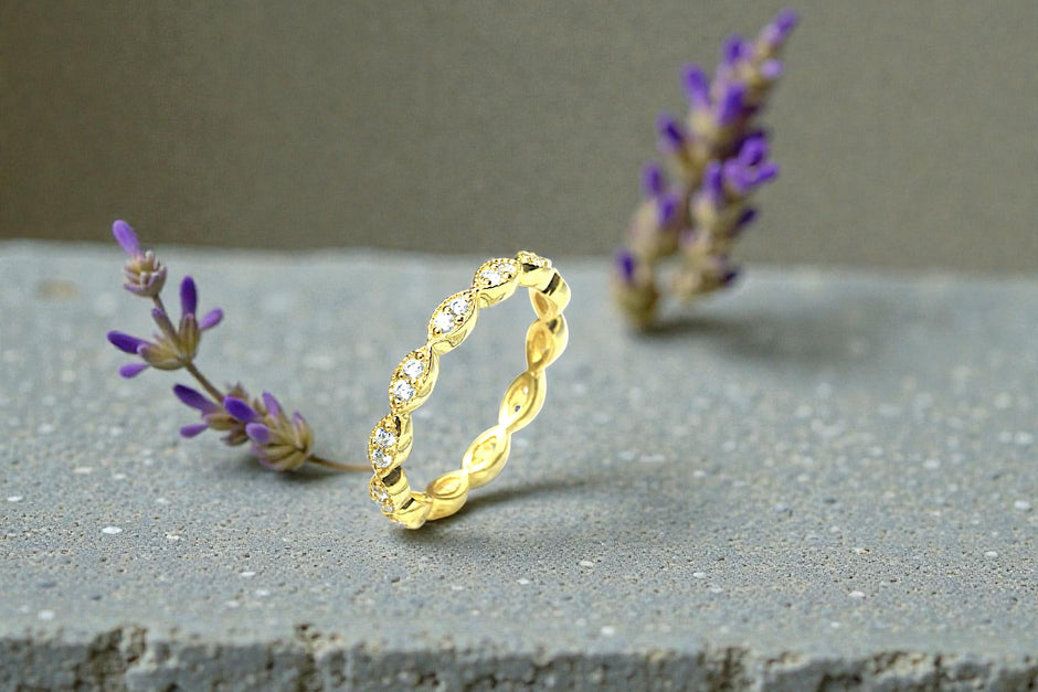 Moissanite Diamond Eternity Band Ring Gold 7