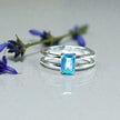 Emerald Cut Natural Blue Topaz birthstone  Ring RG-GM-BT-SL-014