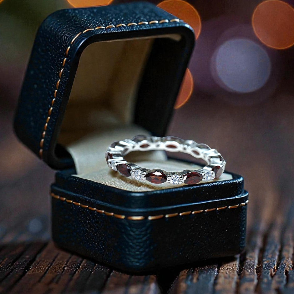 Natural Garnet band Bridal Ring RG-GM-GR-SL-005