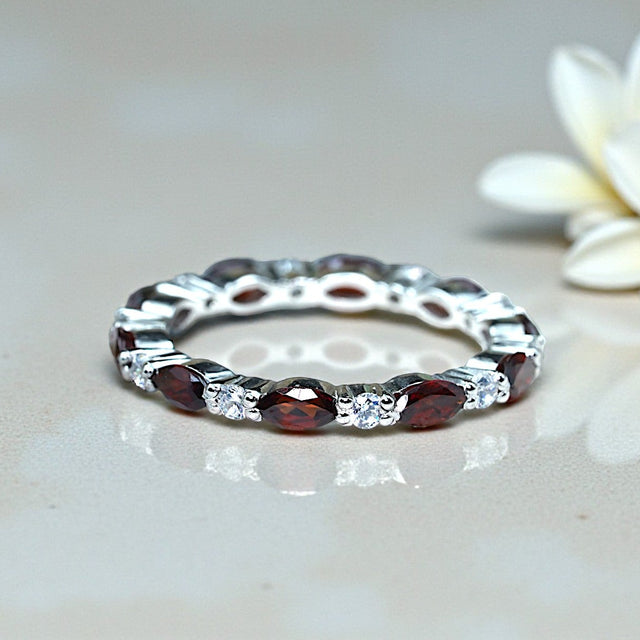 Natural Garnet band Bridal Ring RG-GM-GR-SL-005