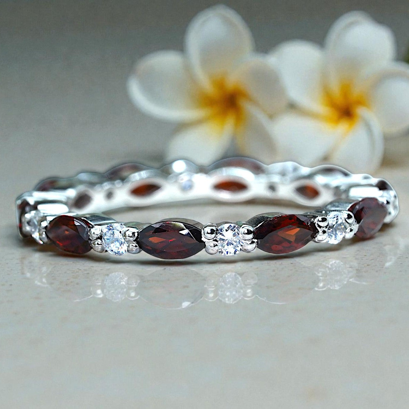Natural Garnet band Bridal Ring RG-GM-GR-SL-005