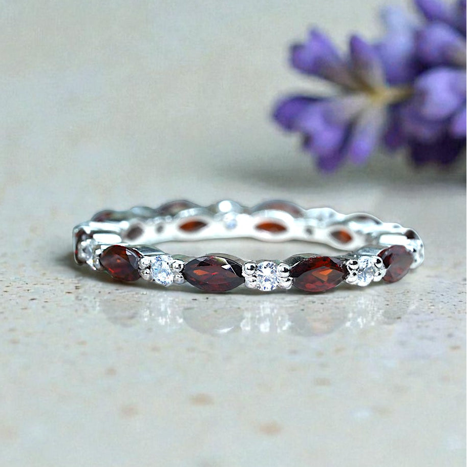 Natural Garnet band Bridal Ring RG-GM-GR-SL-005