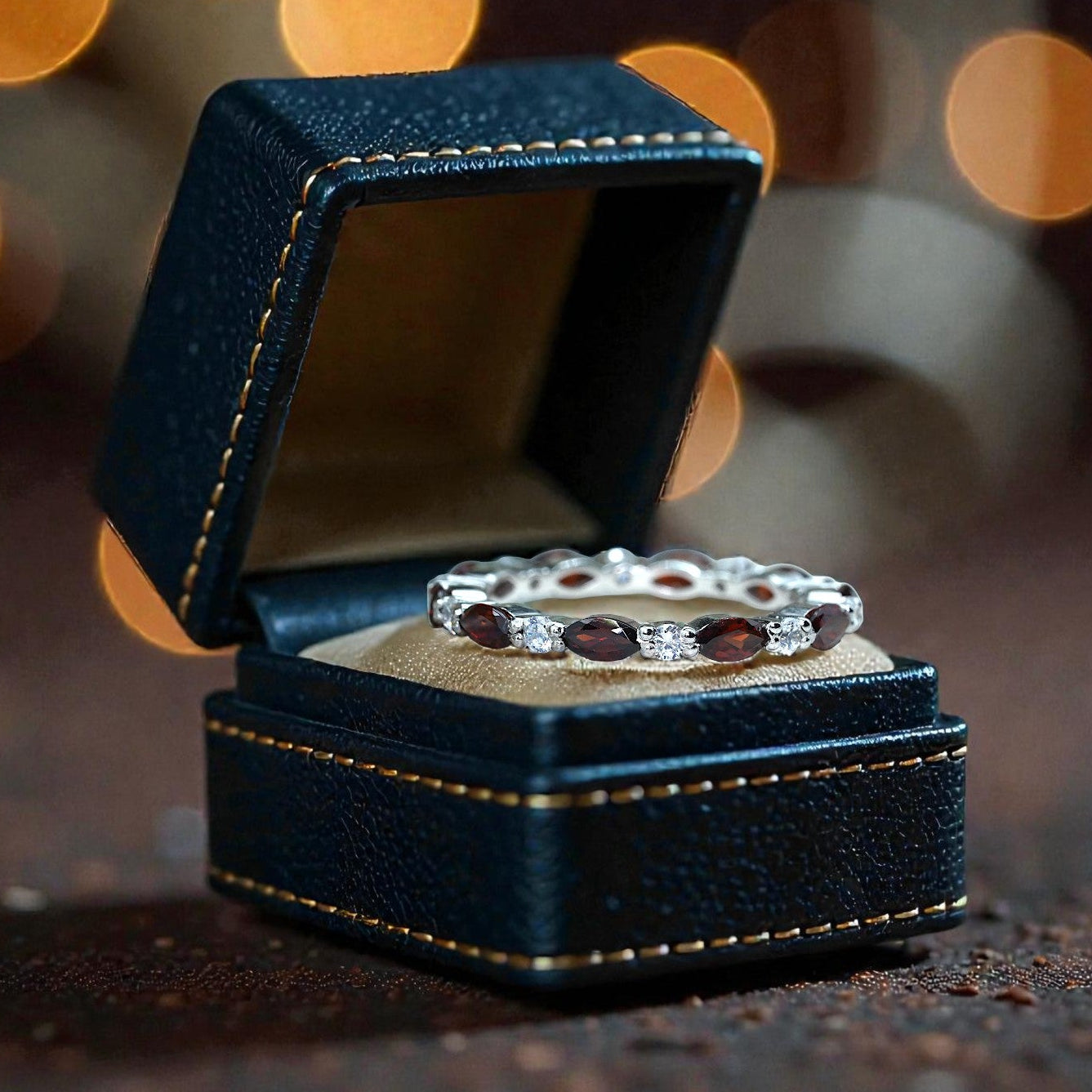 Natural Garnet band Bridal Ring RG-GM-GR-SL-005