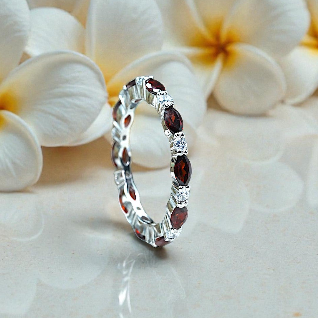 Natural Garnet band Bridal Ring RG-GM-GR-SL-005