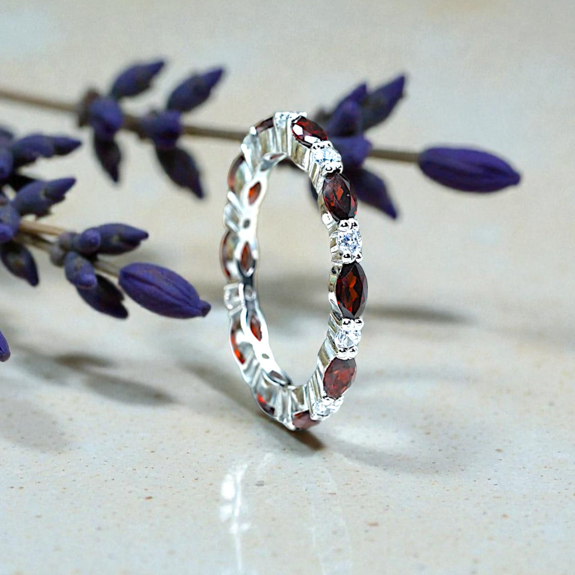 Natural Garnet band Bridal Ring RG-GM-GR-SL-005