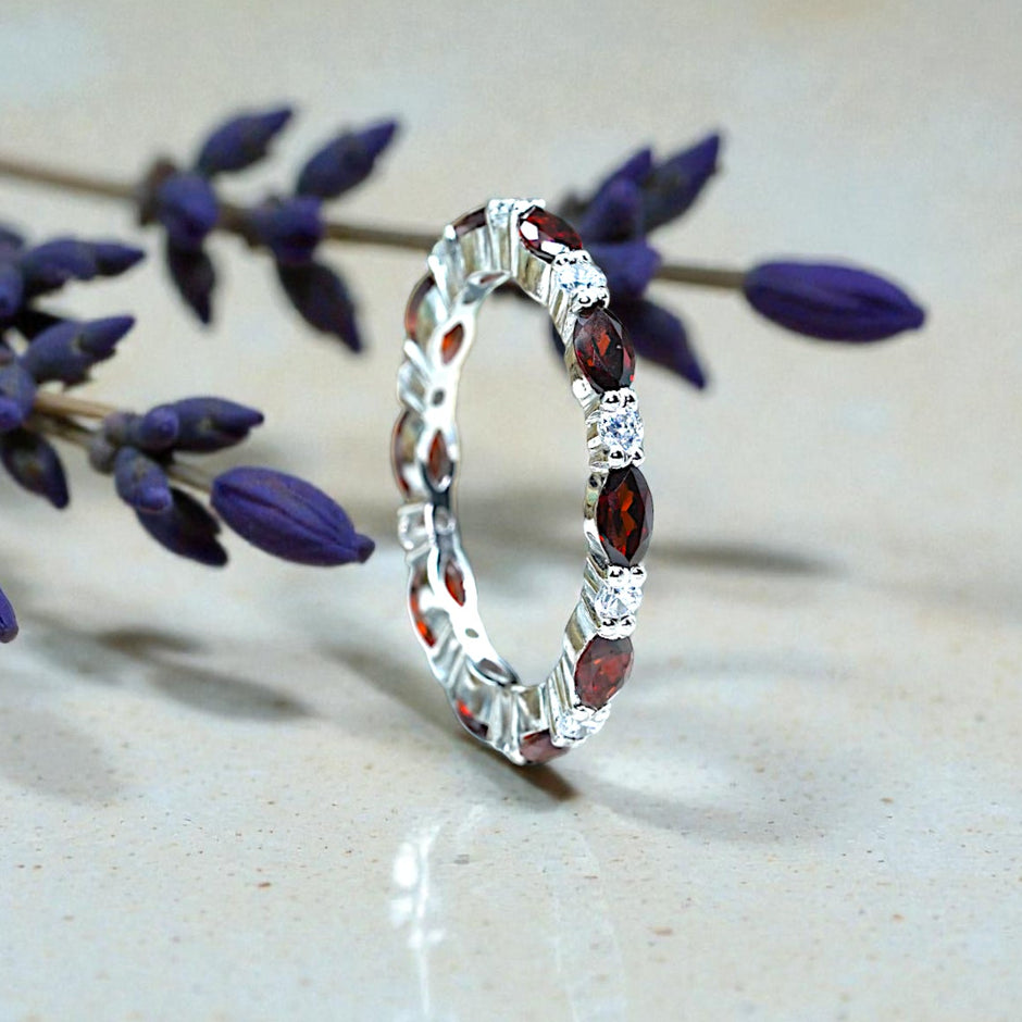 Natural Garnet band Bridal Ring RG-GM-GR-SL-005