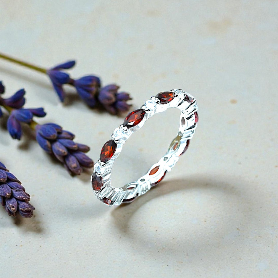 Natural Garnet band Bridal Ring RG-GM-GR-SL-005