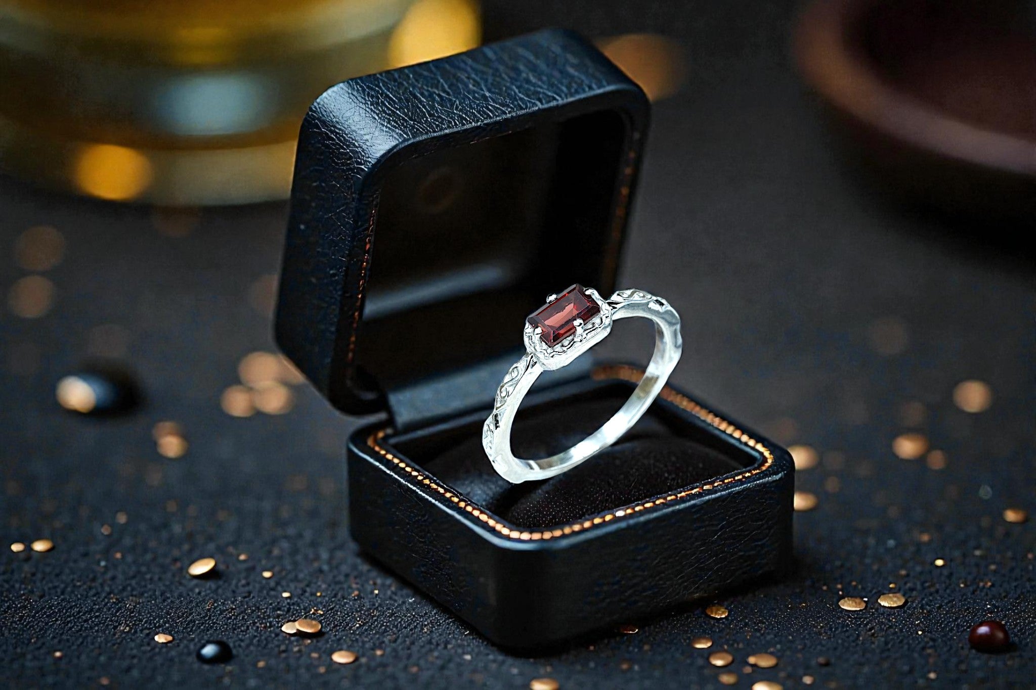 Natural dainty Garnet  Ring RG-GM-GR-SL-011