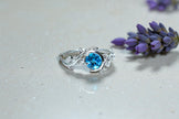 Round Cut Natural Blue Topaz Art Deco Ring RG-GM-BT-SL-015