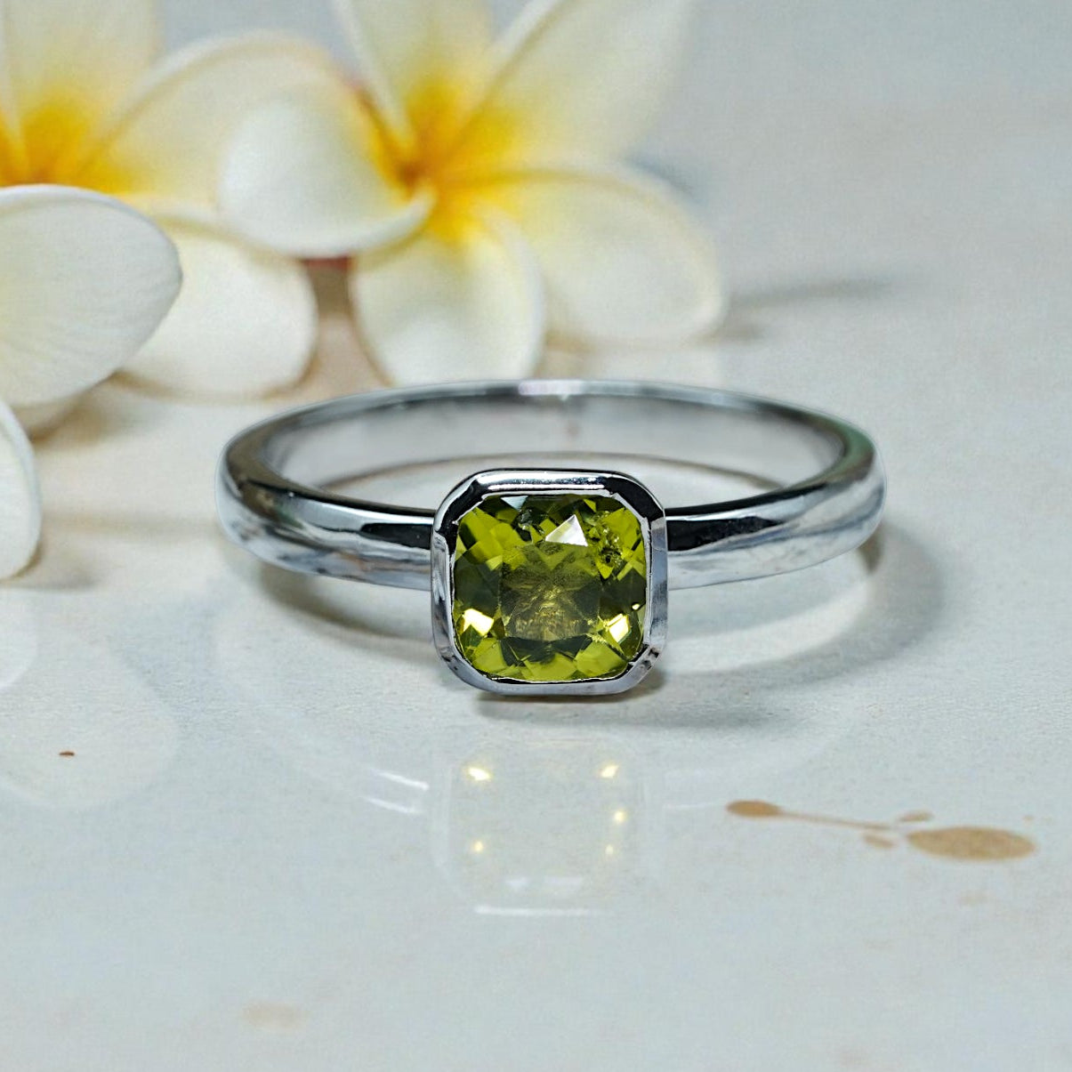 Natural Peridot Birthstone Ring RG-GM-PD-SL-024