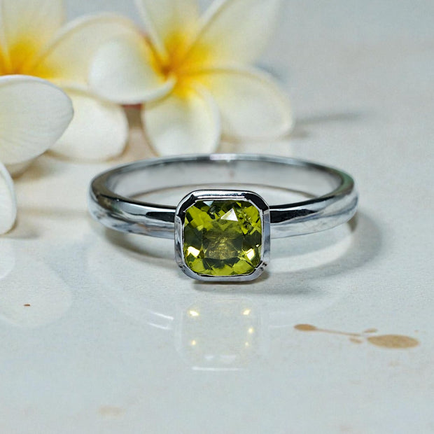 Natural Peridot Birthstone Ring RG-GM-PD-SL-024