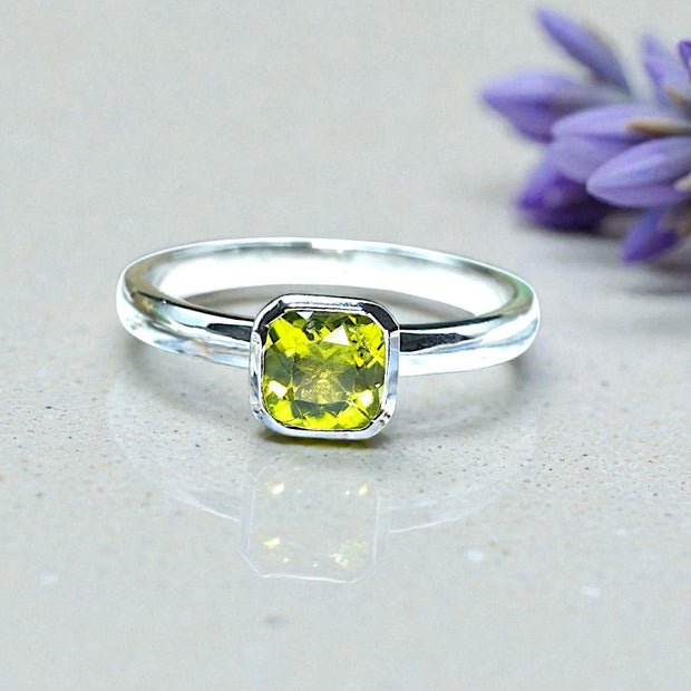 Natural Peridot Birthstone Ring RG-GM-PD-SL-024