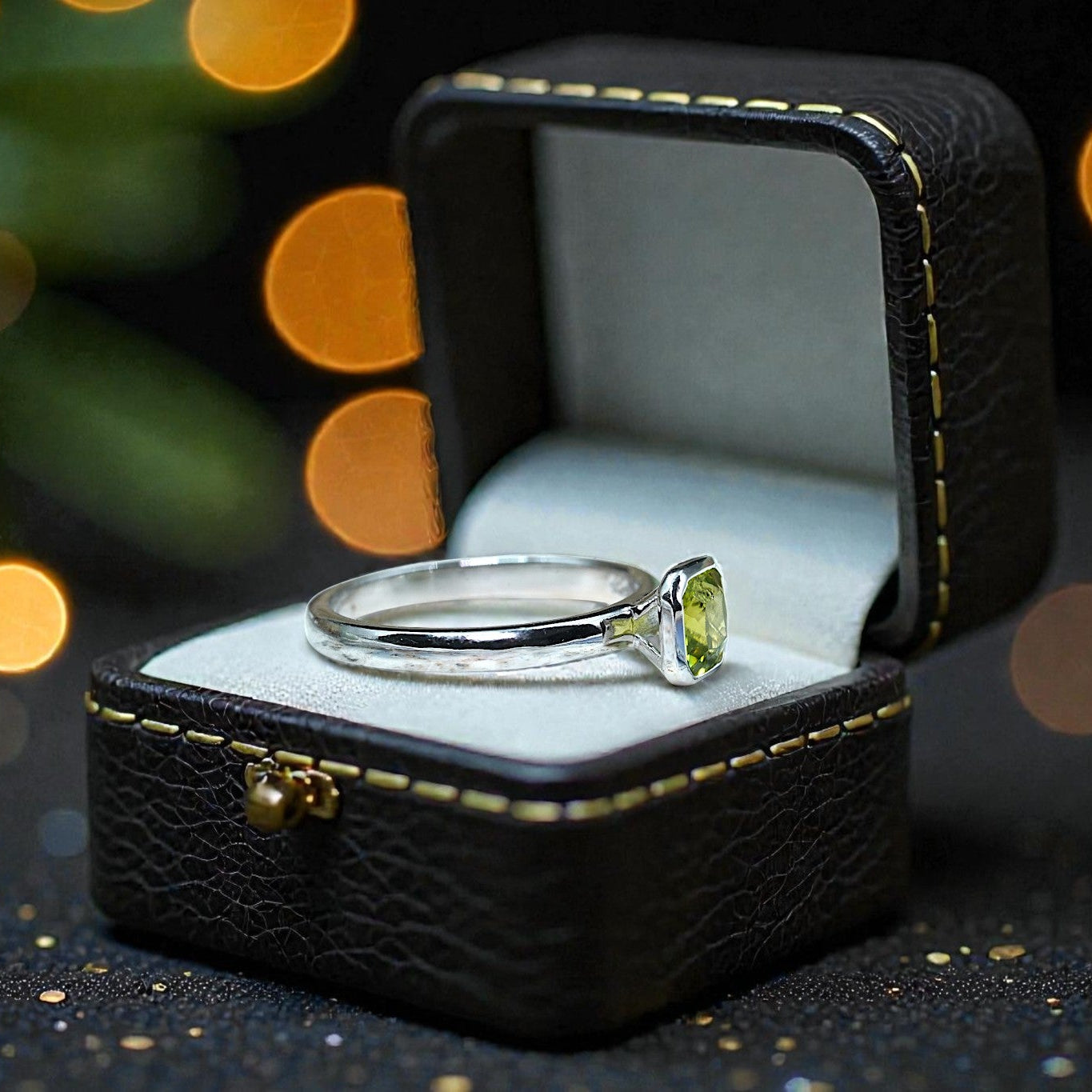 Natural Peridot Birthstone Ring RG-GM-PD-SL-024