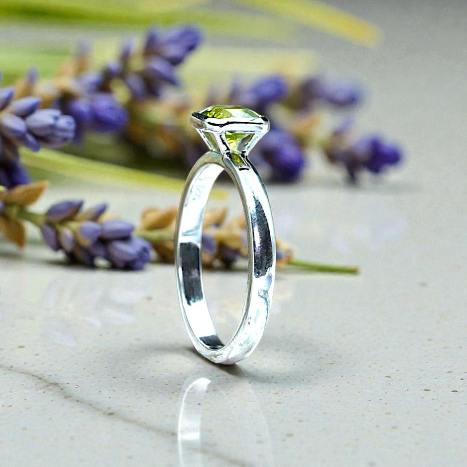 Natural Peridot Birthstone Ring RG-GM-PD-SL-024