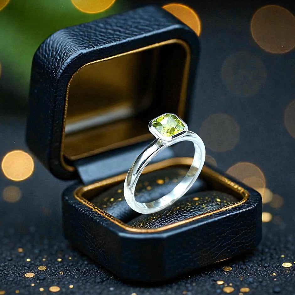 Natural Peridot Birthstone Ring RG-GM-PD-SL-024