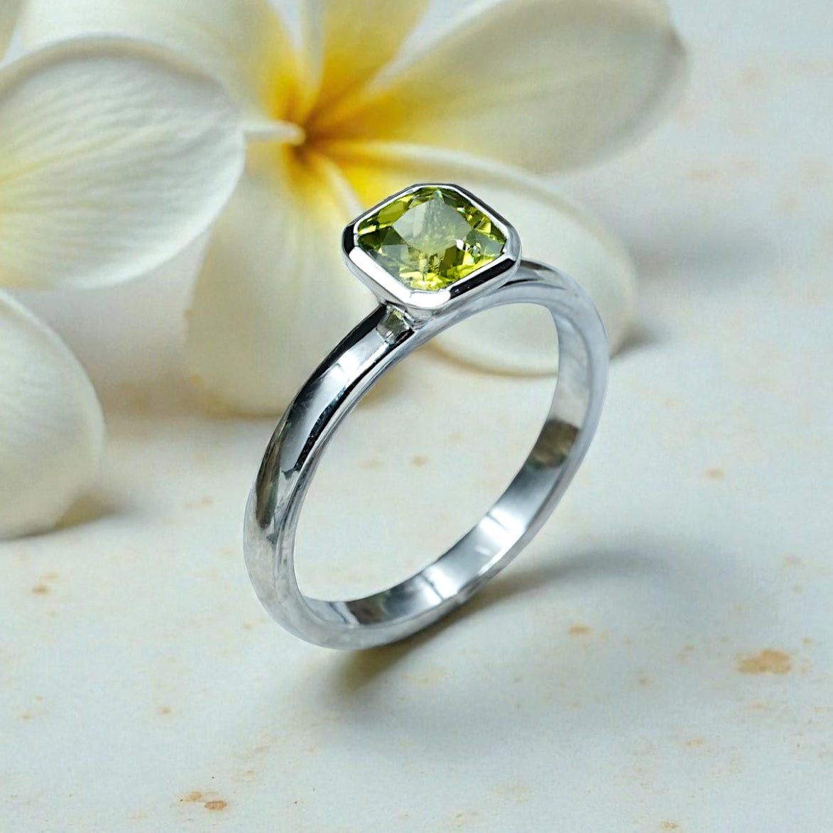 Natural Peridot Birthstone Ring RG-GM-PD-SL-024