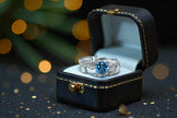 Round Cut Natural Blue Topaz Art Deco Ring RG-GM-BT-SL-016