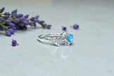 Round Cut Natural Blue Topaz Art Deco Ring RG-GM-BT-SL-016