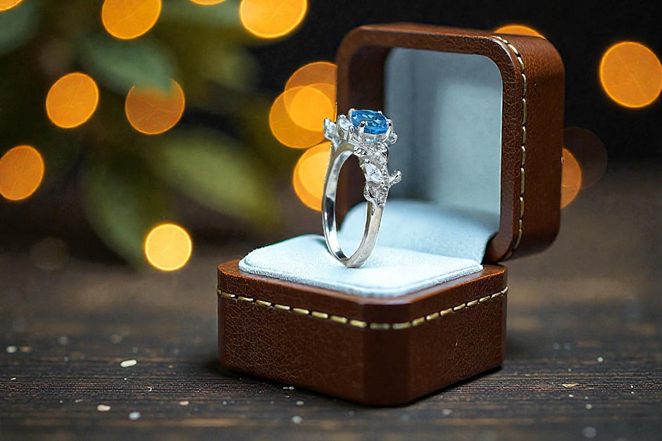 Round Cut Natural Blue Topaz Art Deco Ring RG-GM-BT-SL-016