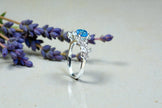 Round Cut Natural Blue Topaz Art Deco Ring RG-GM-BT-SL-016