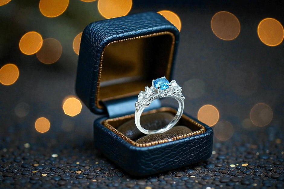 Round Cut Natural Blue Topaz Art Deco Ring RG-GM-BT-SL-016